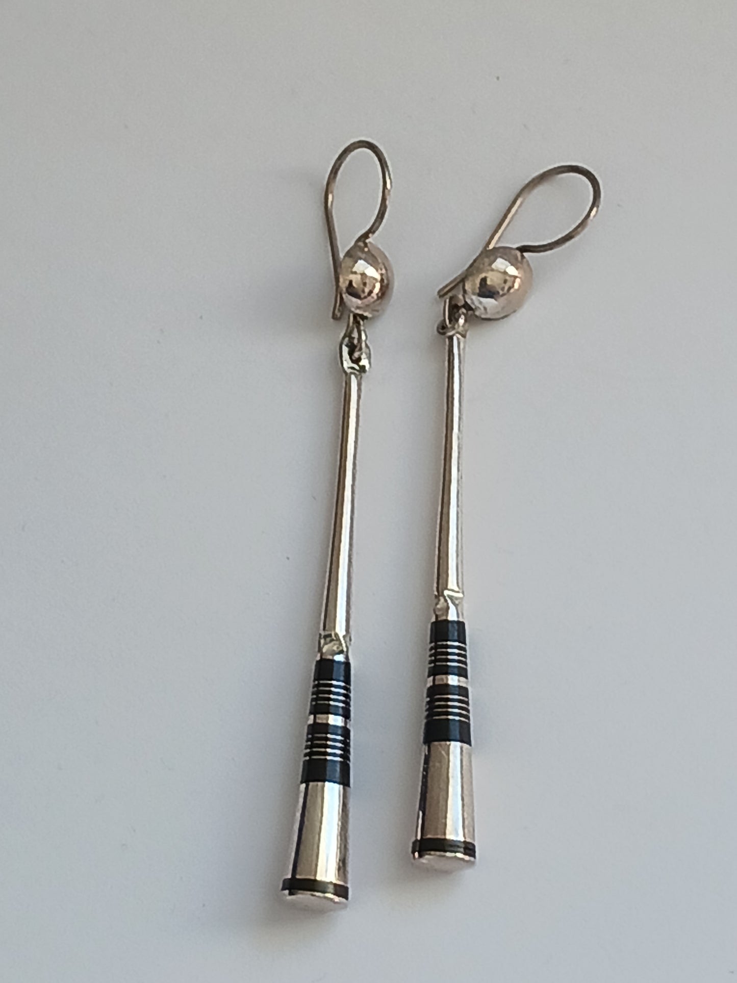 Boucles d'oreilles touareg en argent massif et bois d'ébène