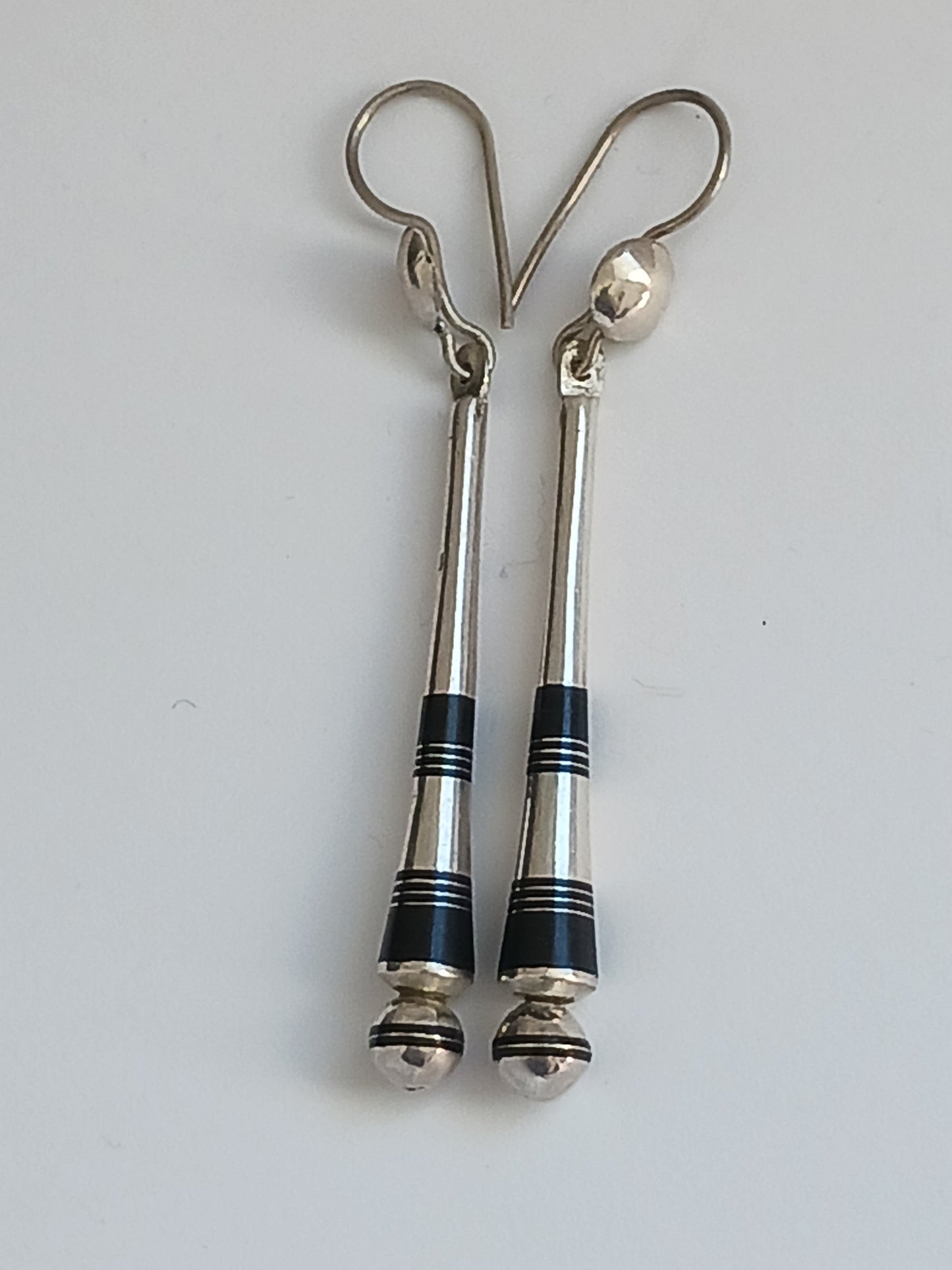 Boucles d'oreilles touareg en argent massif et bois d'ébène