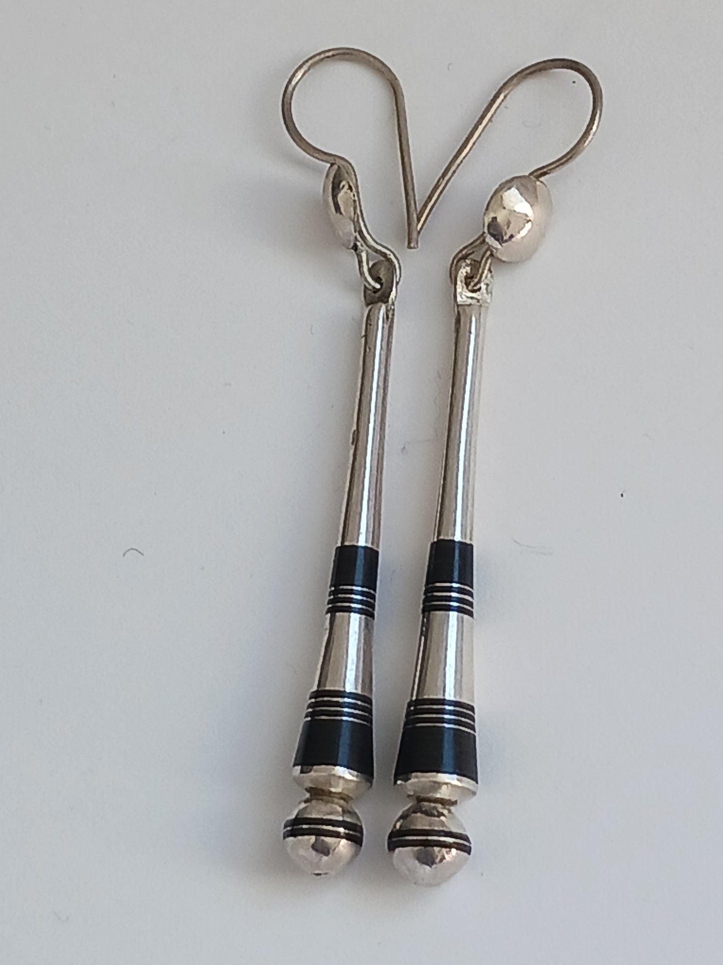 Boucles d'oreilles touareg en argent massif et bois d'ébène