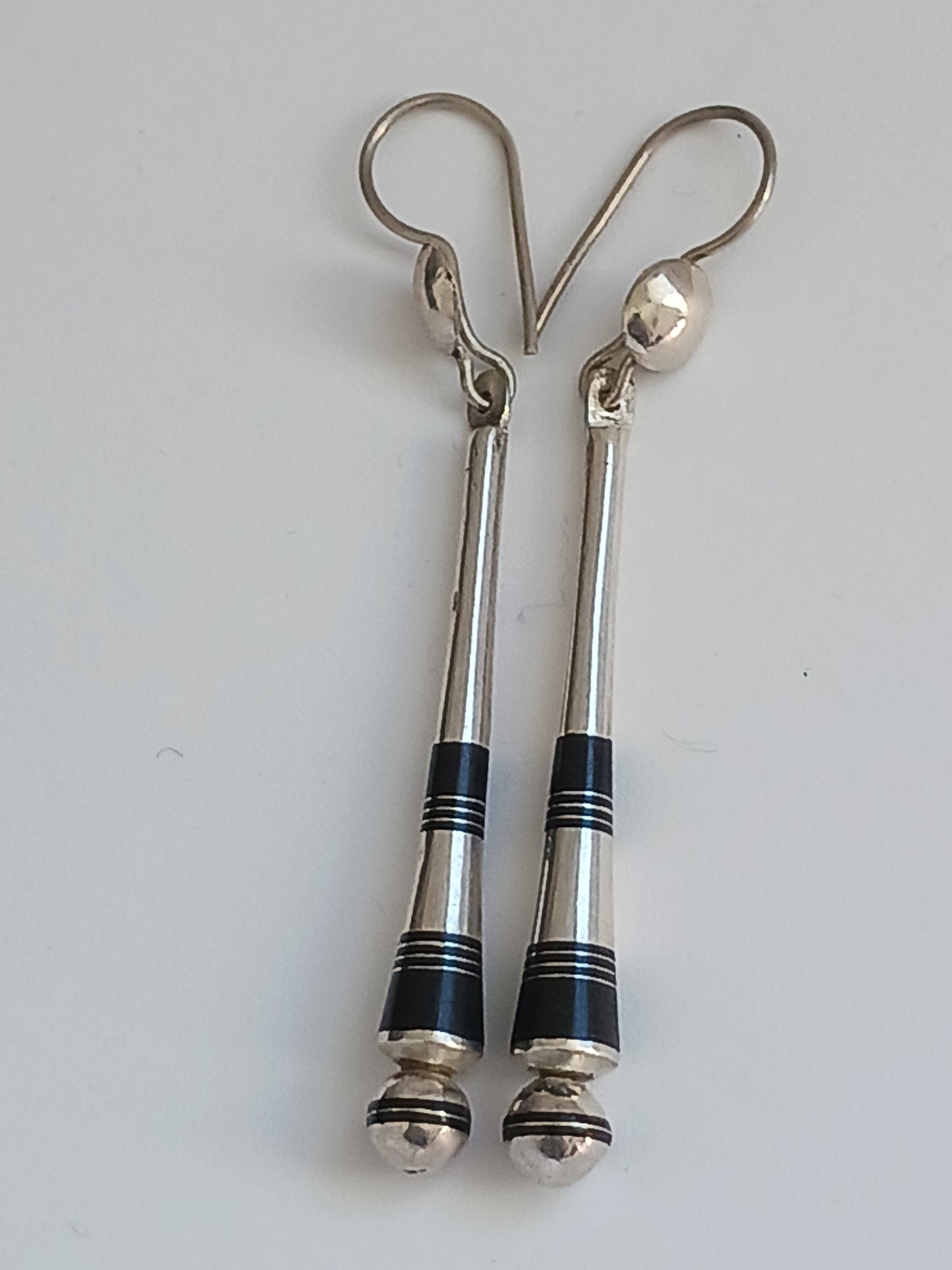 Boucles d'oreilles touareg en argent massif et bois d'ébène