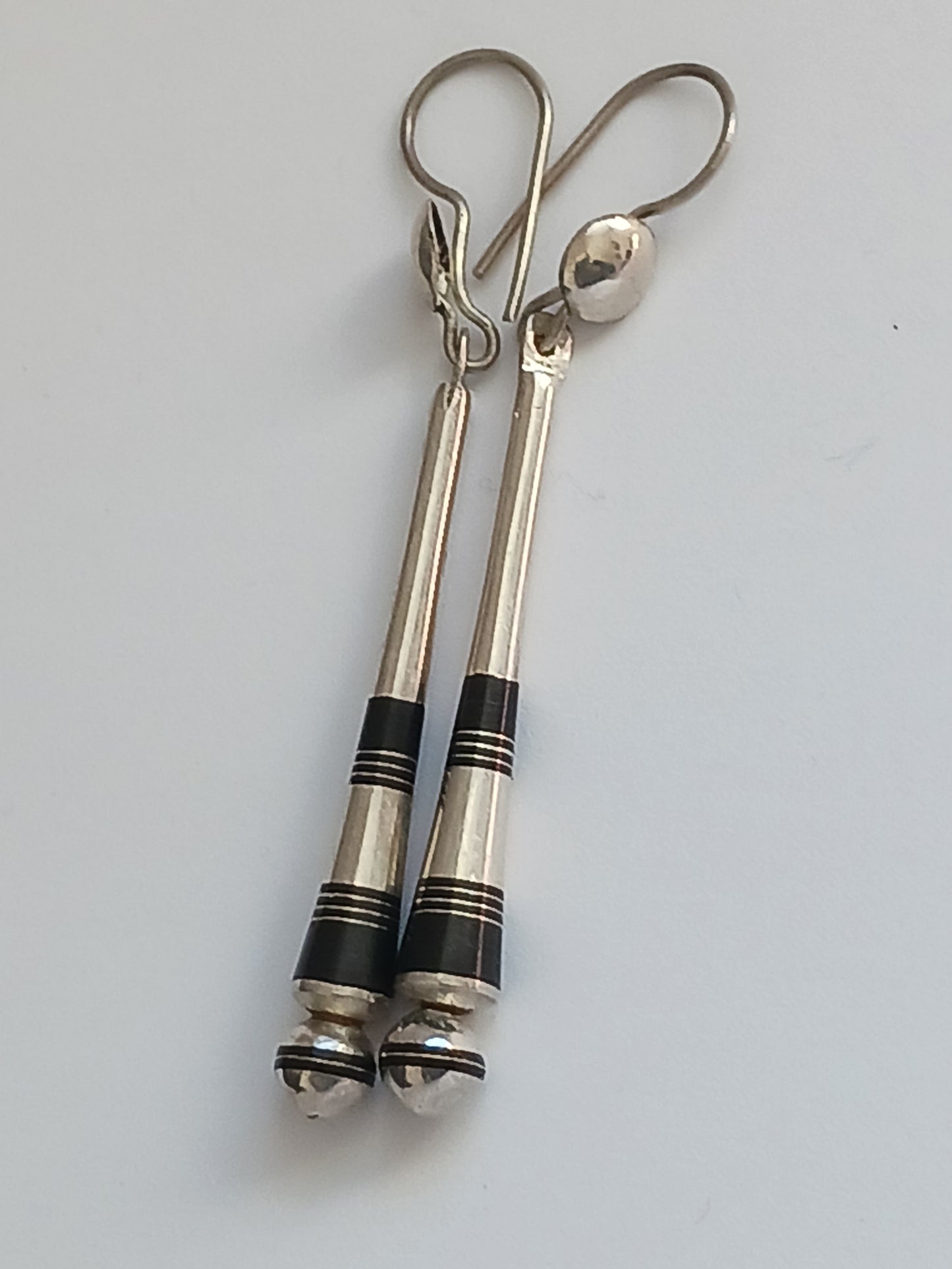 Boucles d'oreilles touareg en argent massif et bois d'ébène