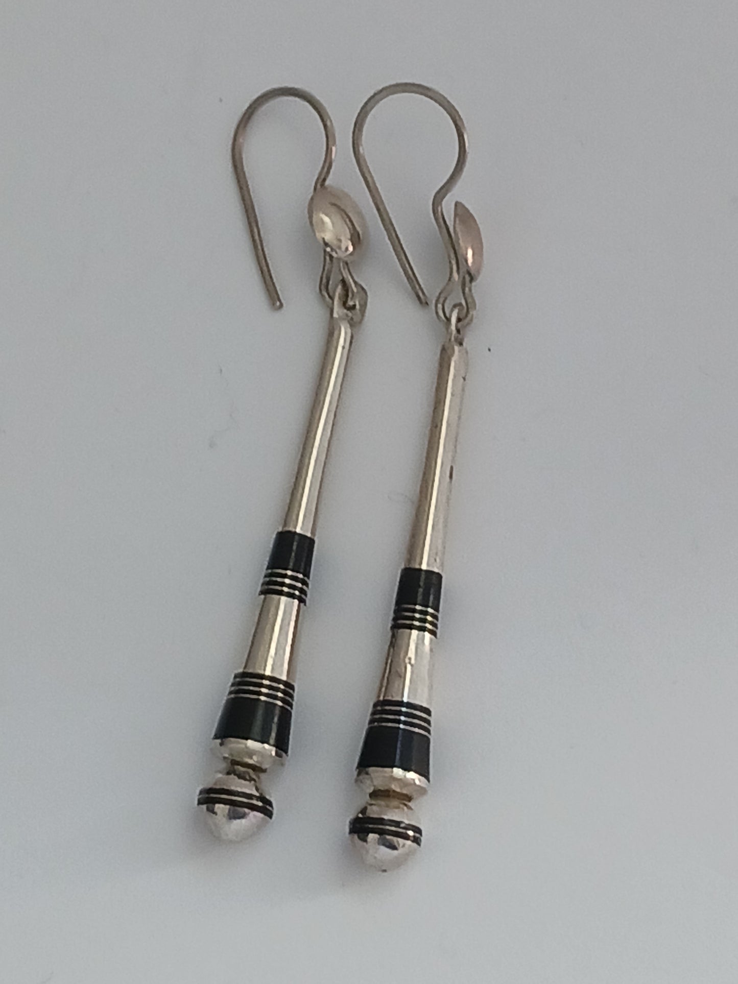 Boucles d'oreilles touareg en argent massif et bois d'ébène