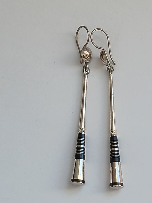 Boucles d'oreilles touareg en argent massif et bois d'ébène