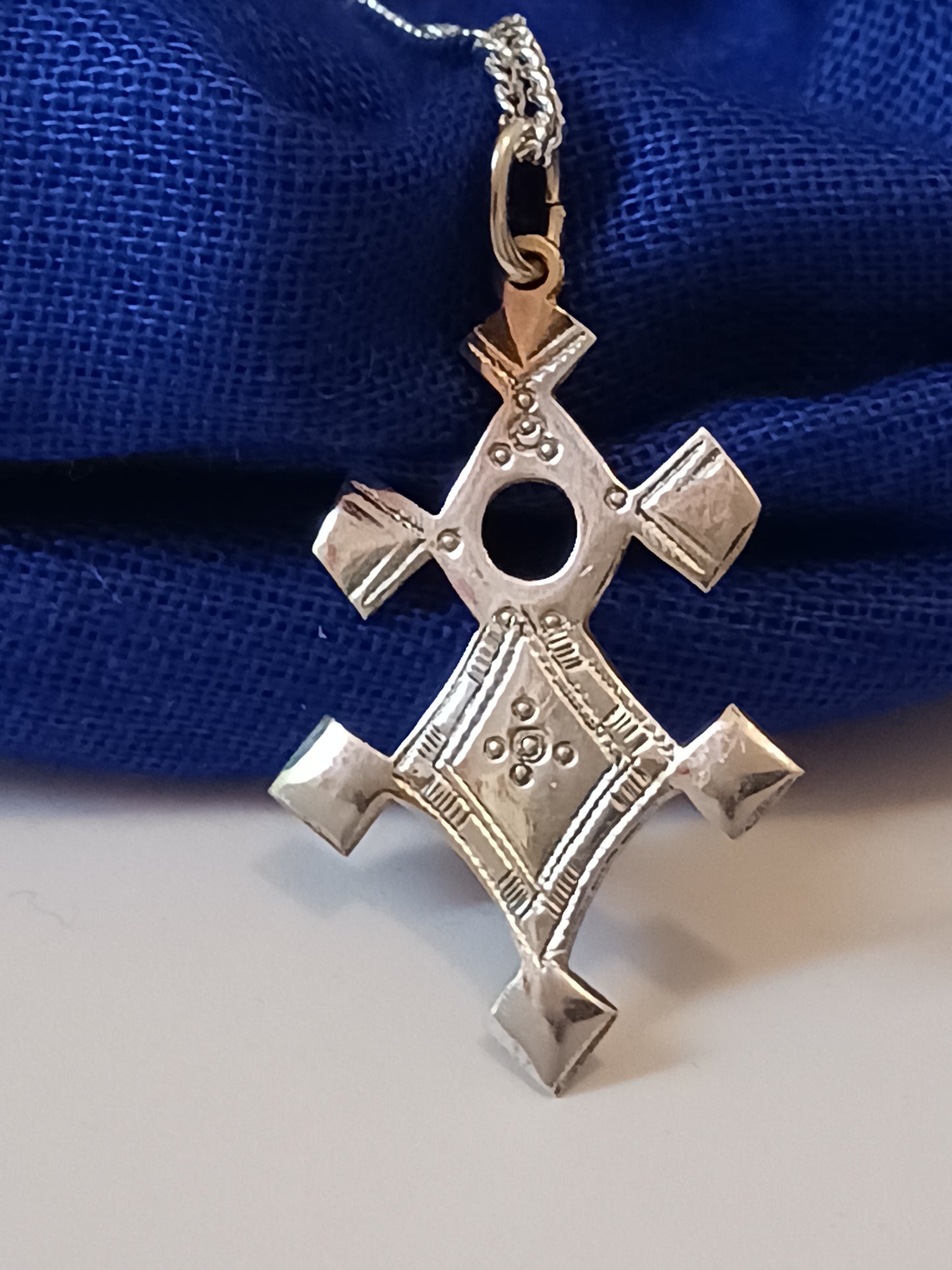 Collier Croix touareg en argent massif