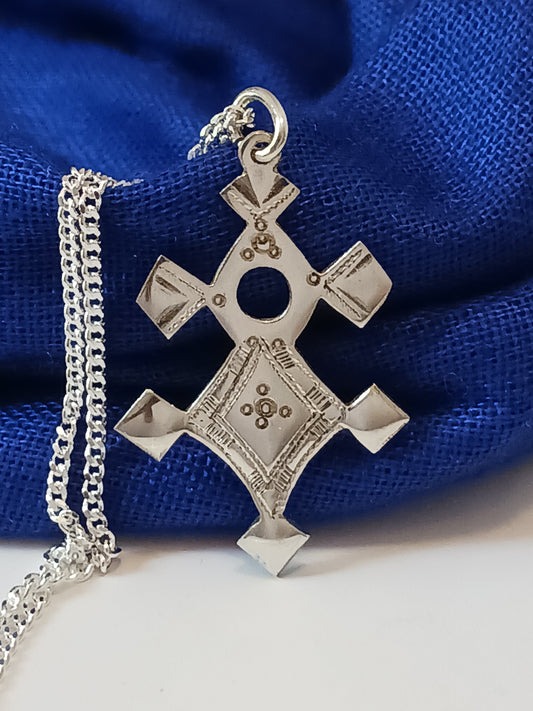 Collier Croix touareg en argent massif