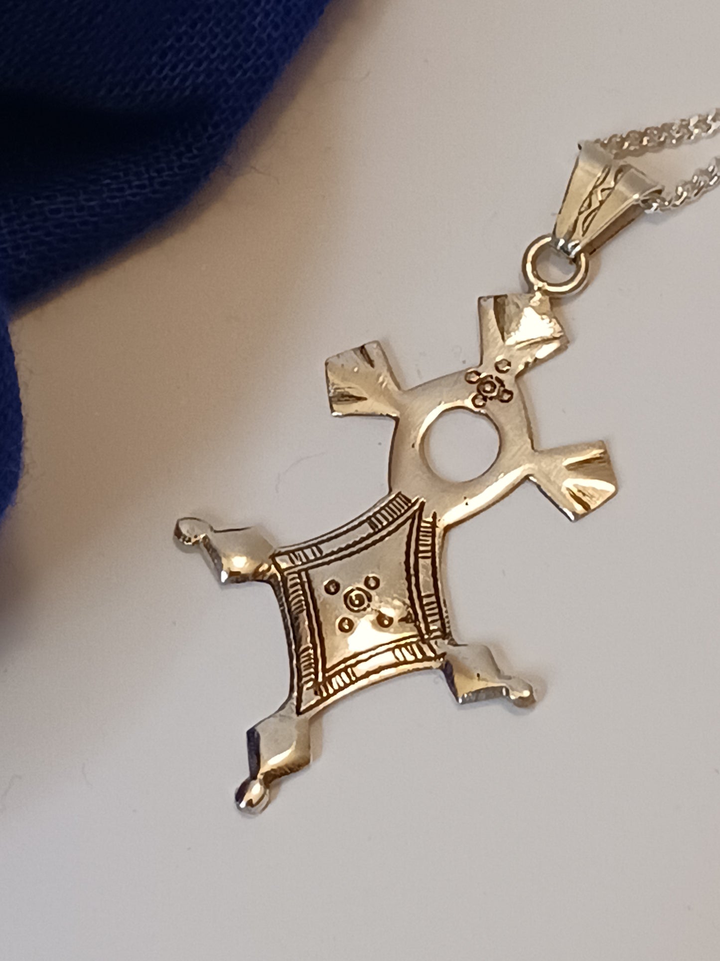 Collier Croix touareg en argent massif