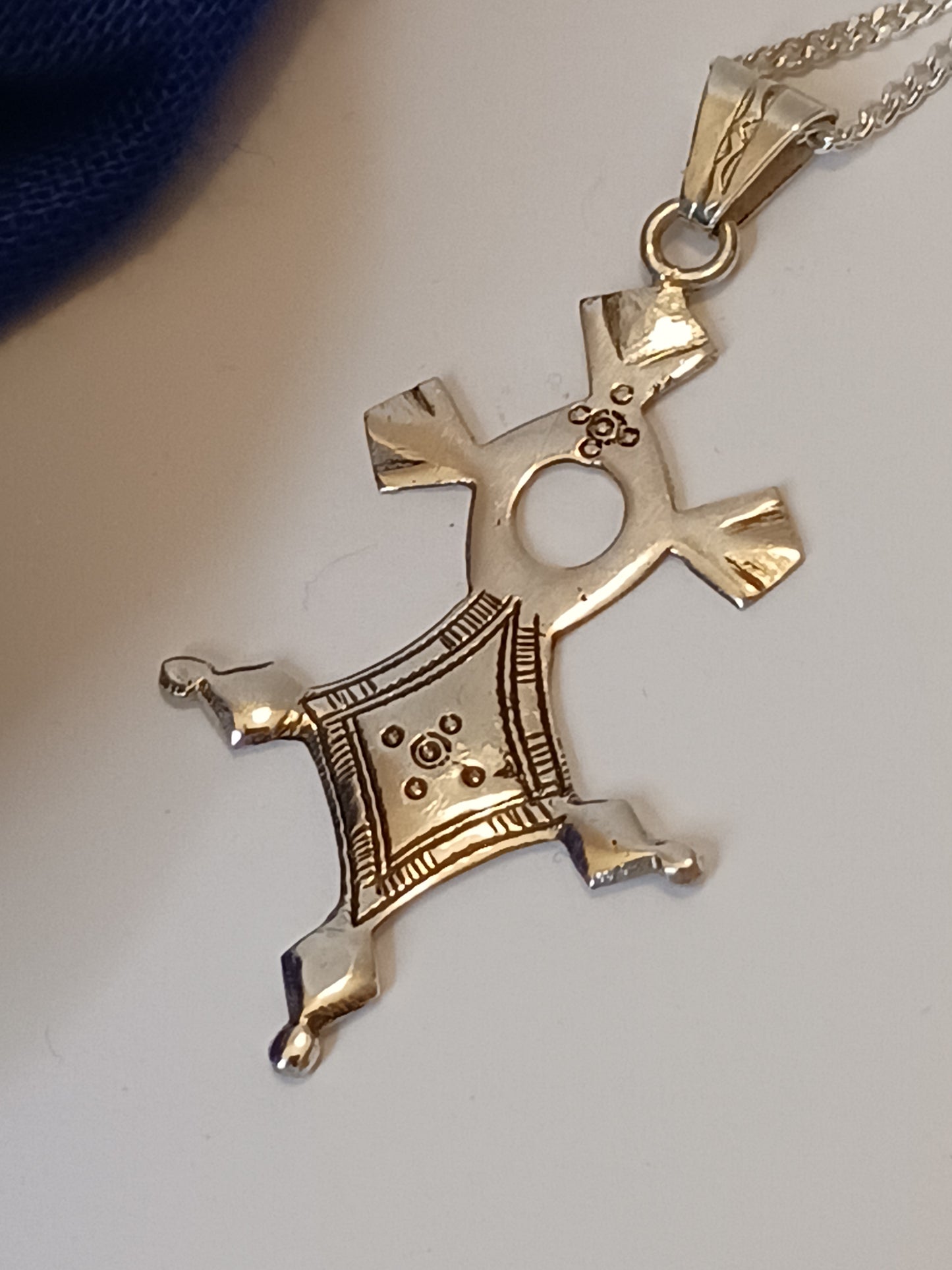 Collier Croix touareg en argent massif