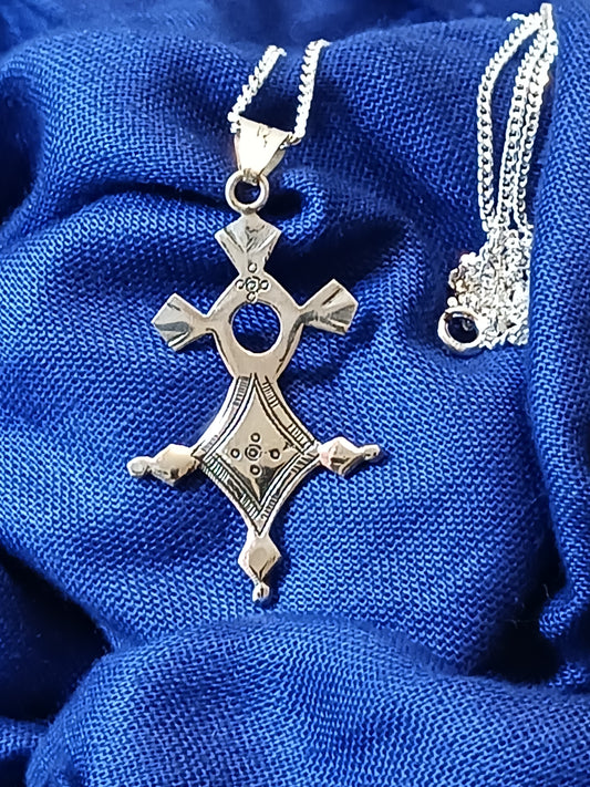 Collier Croix touareg en argent massif