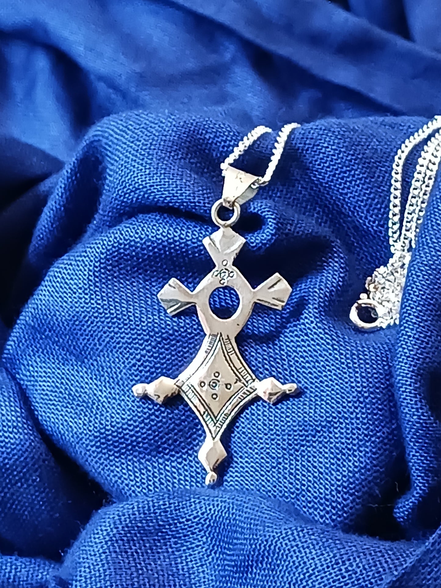 Collier Croix touareg en argent massif