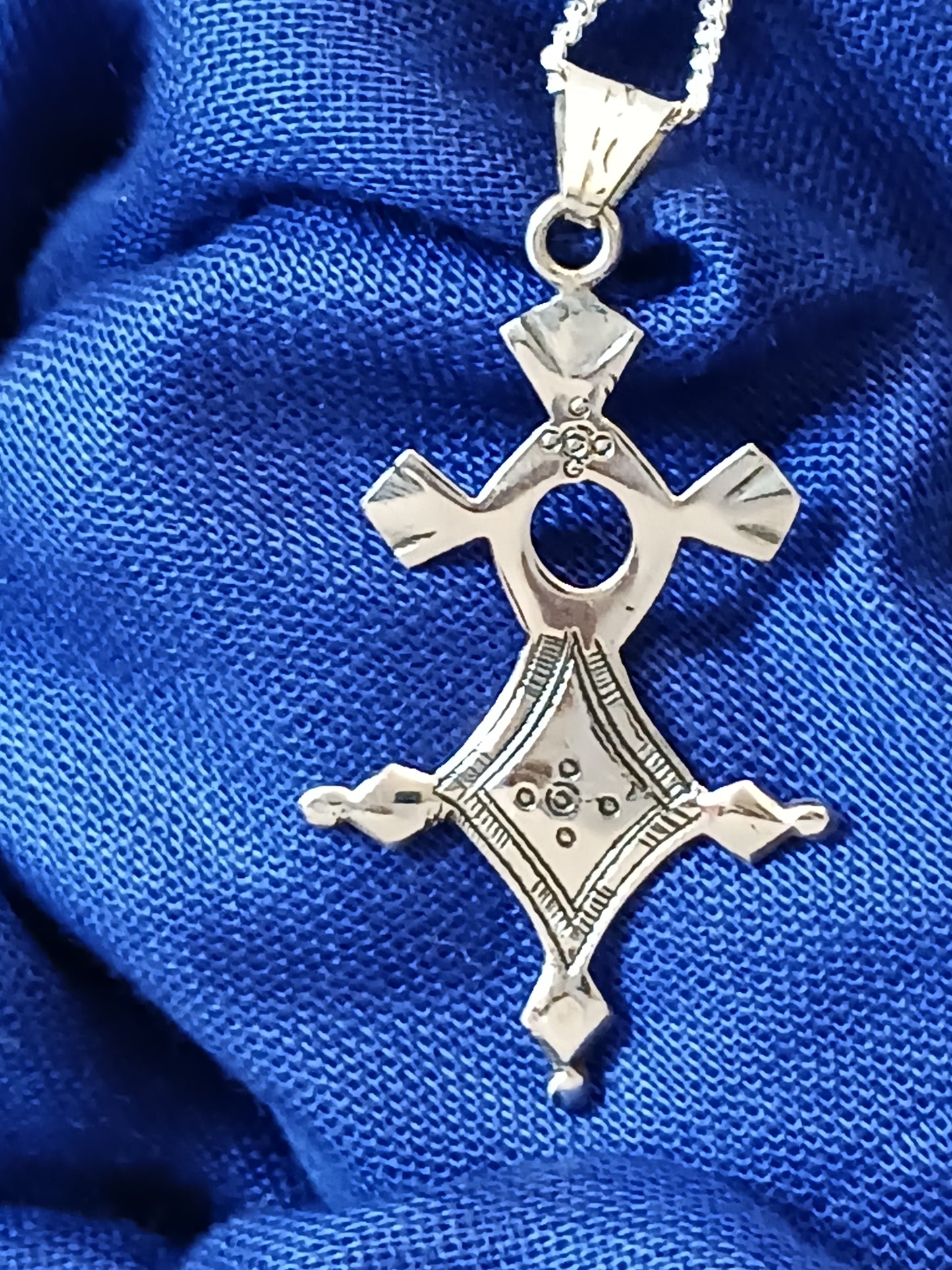 Collier Croix touareg en argent massif