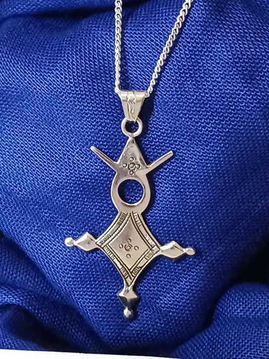 Collier Croix touareg en argent massif