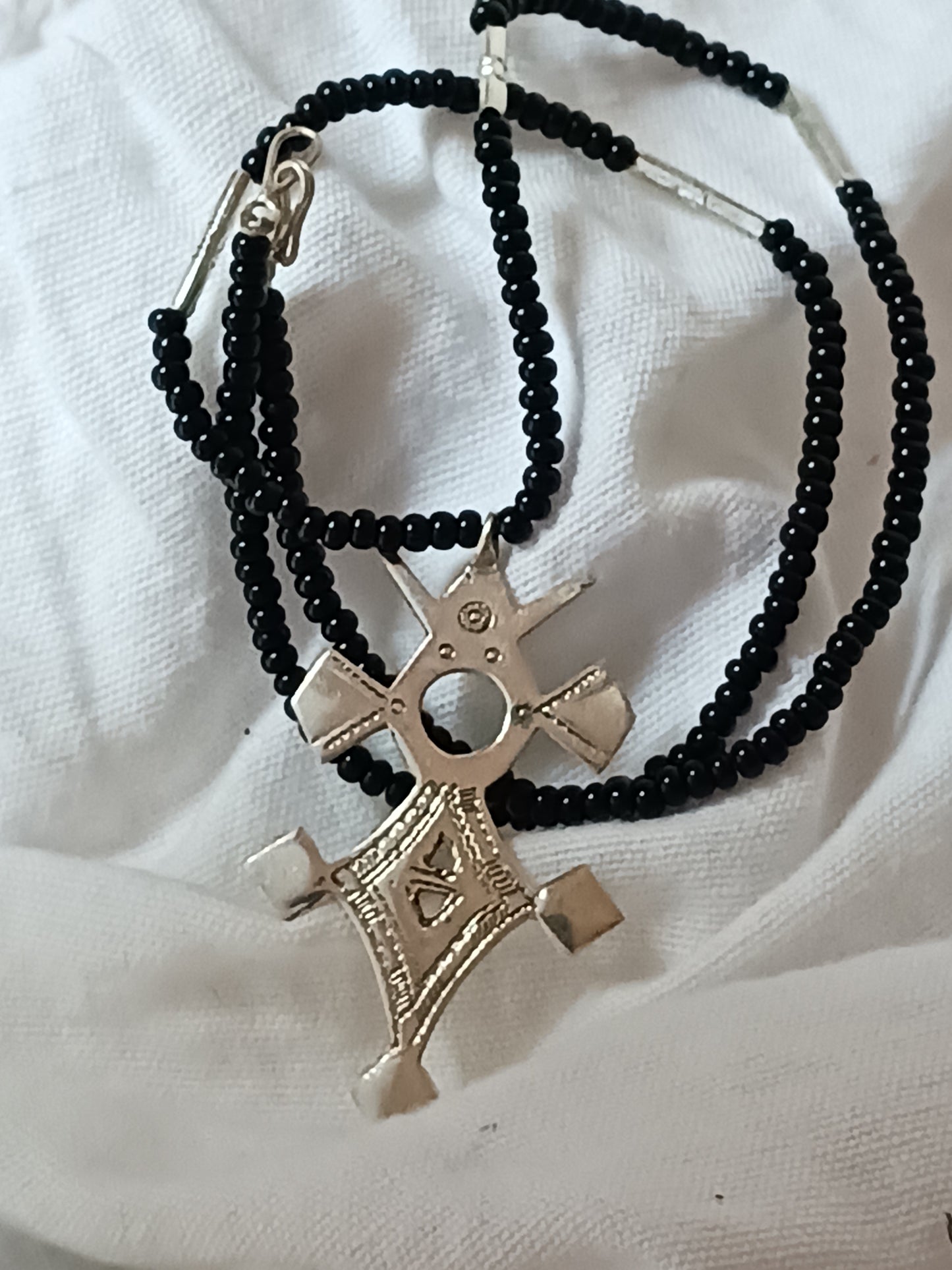 Collier Croix touareg en argent massif