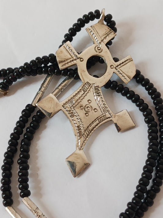 Collier Croix touareg en argent massif