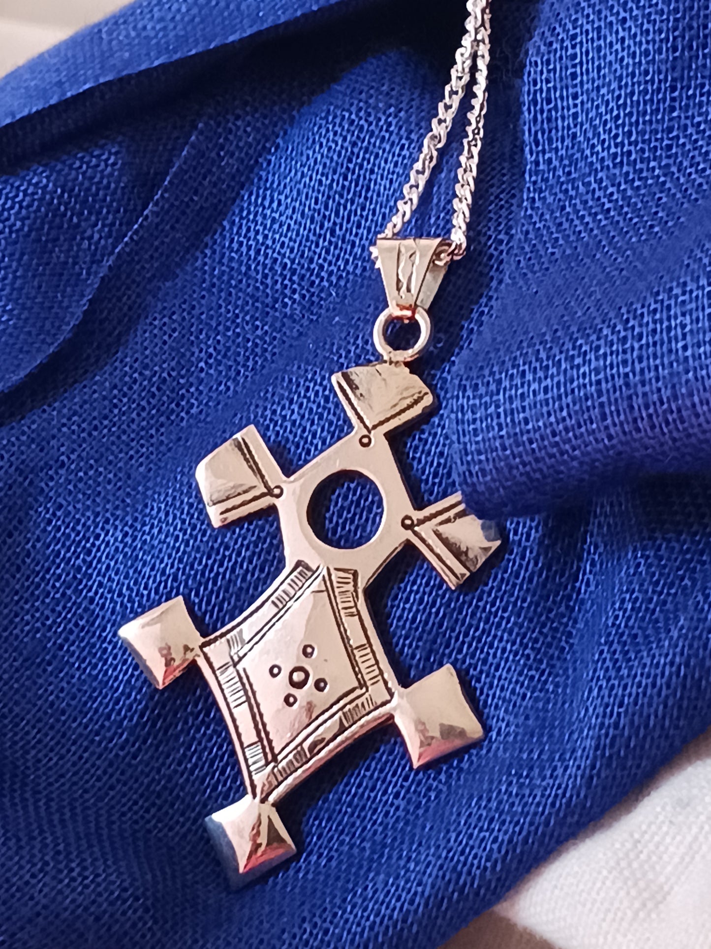 Collier Croix touareg en argent massif
