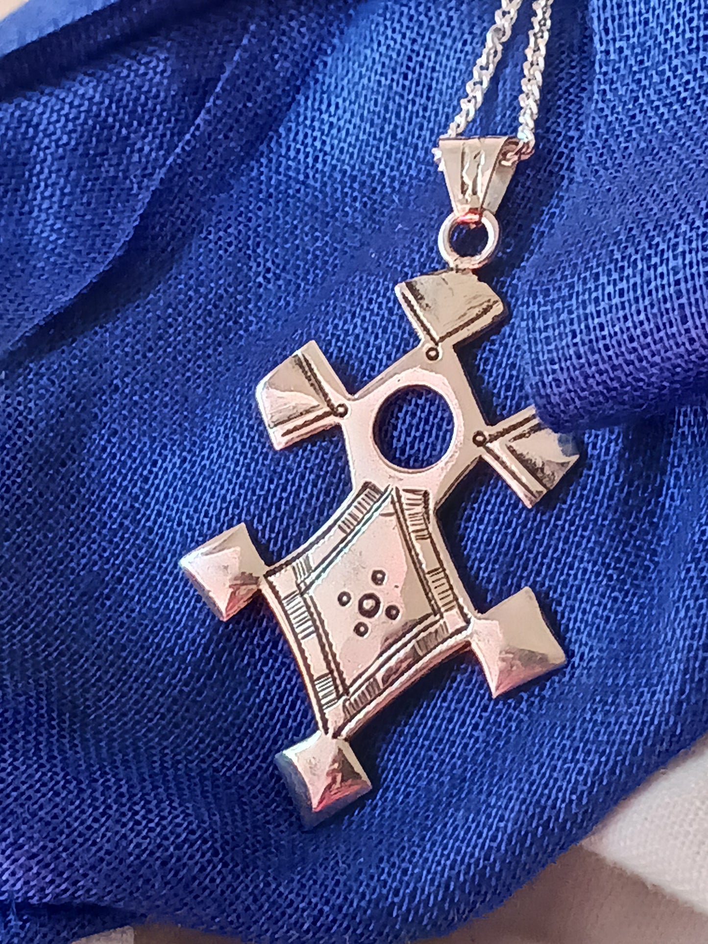 Collier Croix touareg en argent massif