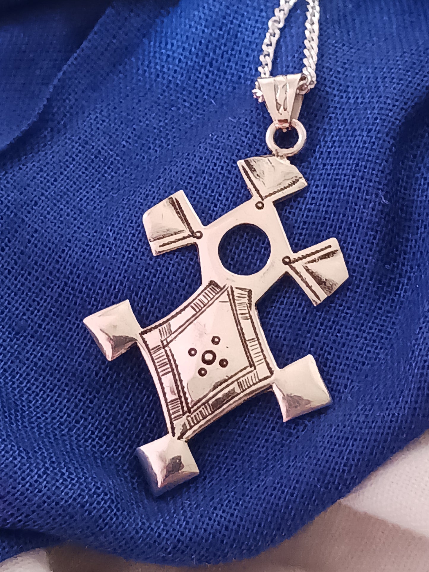 Collier Croix touareg en argent massif