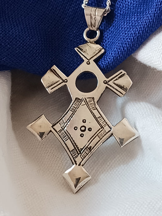 Collier Croix touareg en argent massif