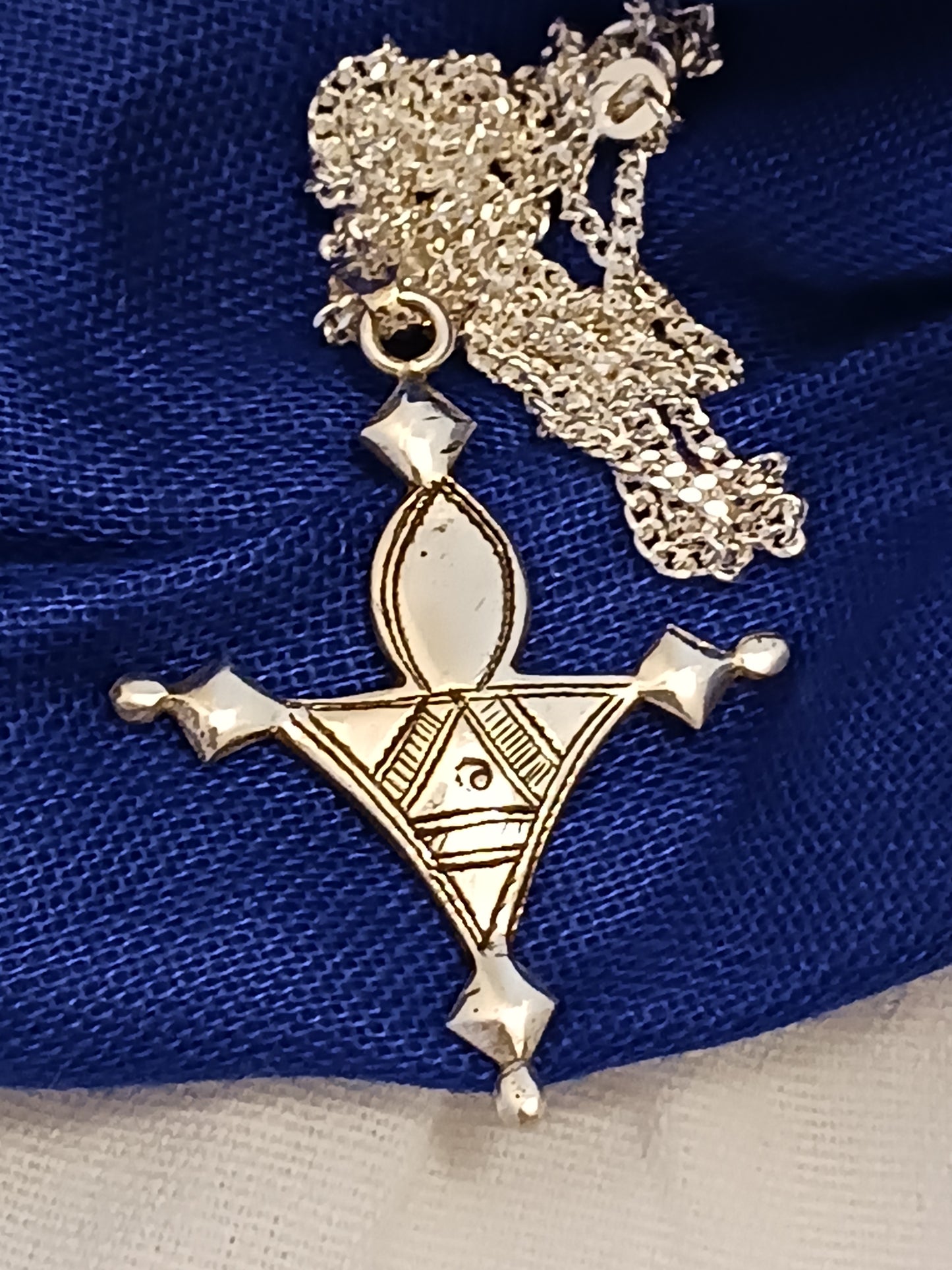 Collier Croix touareg en argent massif