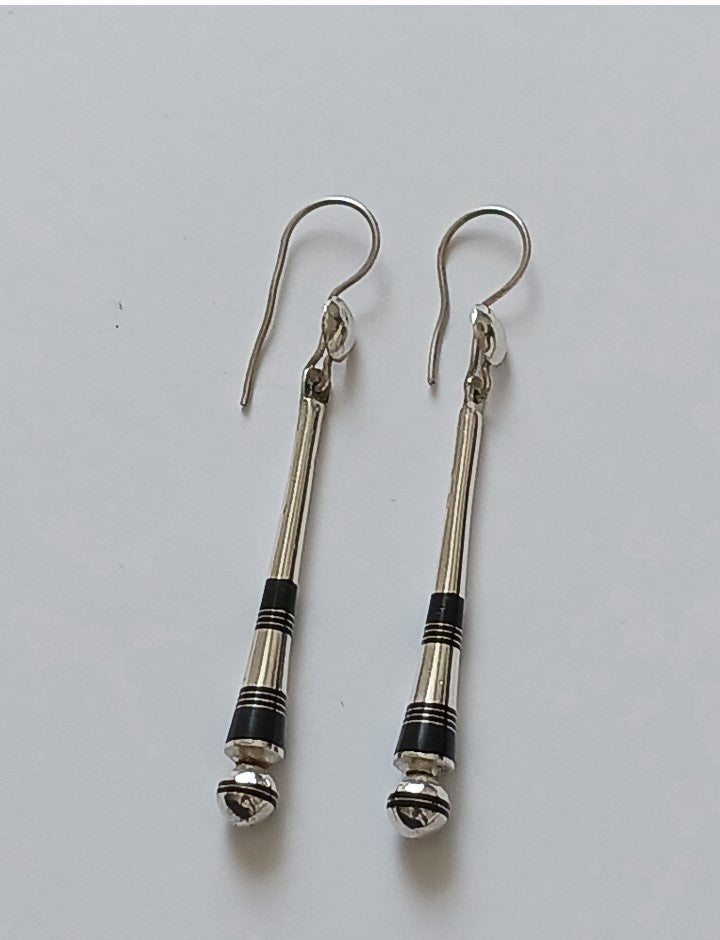 Boucles d'oreilles touareg en argent massif et bois d'ébène