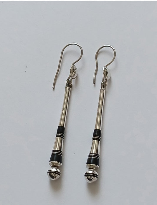 Boucles d'oreilles touareg en argent massif et bois d'ébène