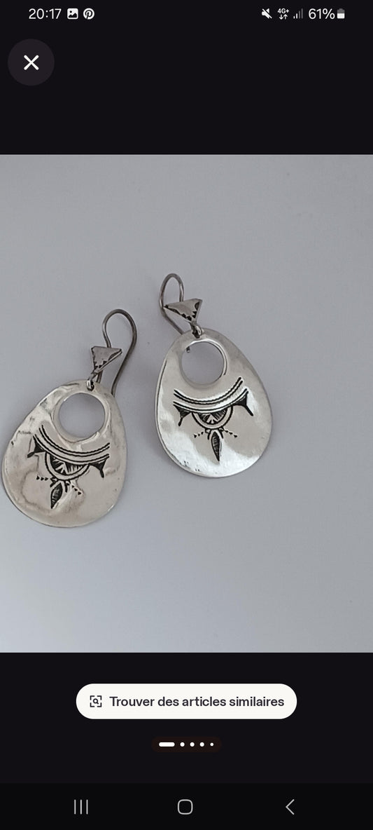 Boucles d'oreilles touareg en argent massif