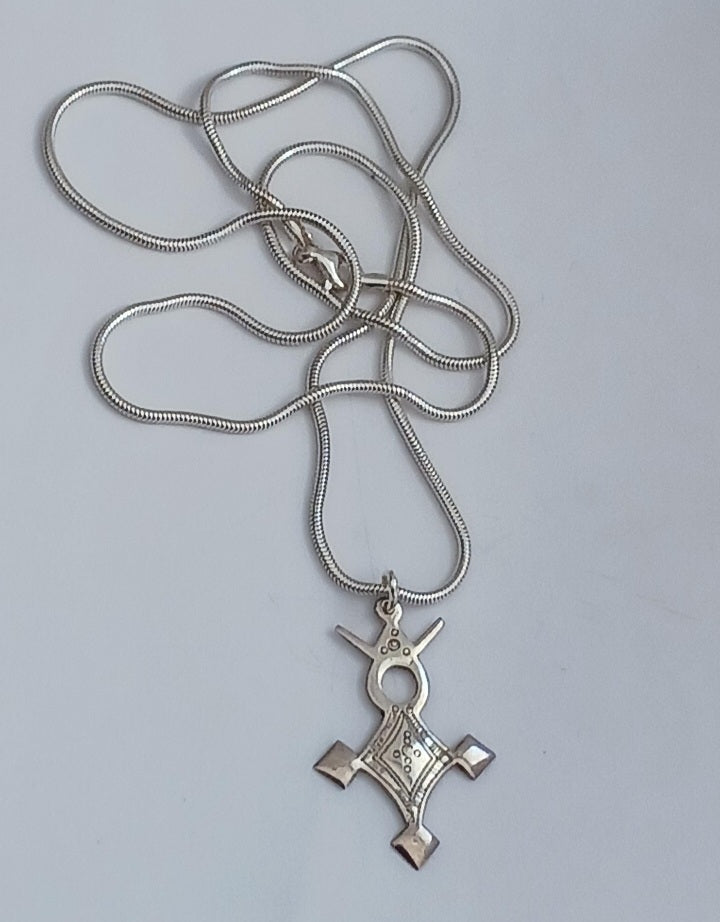 Collier Croix touareg en argent massif